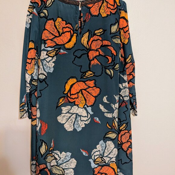 Anthropologie x Maeve Green Floral Knee-length 3/4 Sleeve Shift Dress - Picture 3 of 6